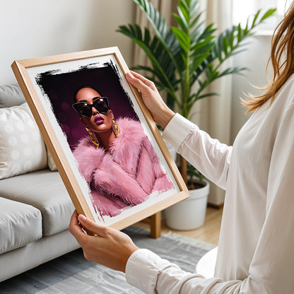 Glam Diva Fashion Portrait Framed Wall Art