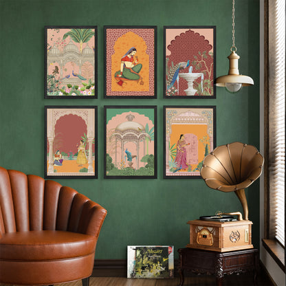 Traditional Indian Miniature Art Wall Frame Set of 6