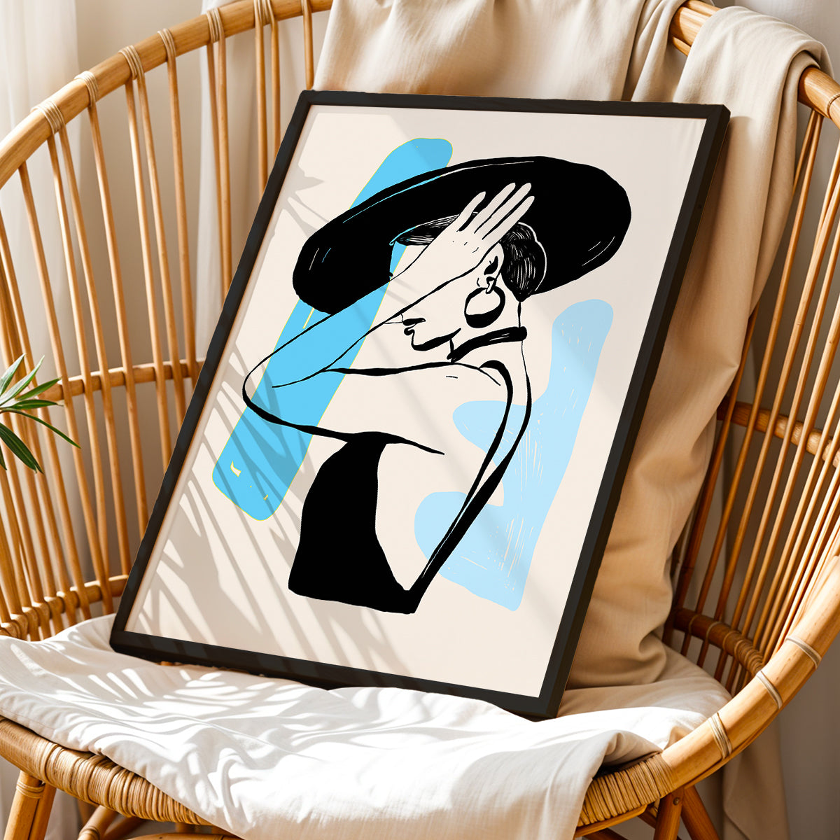 Abstract Lady in Hat Framed Wall Art Print