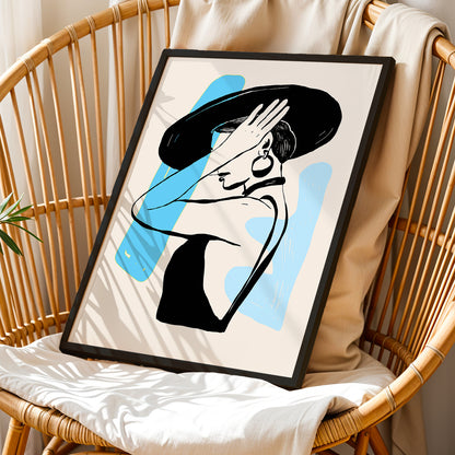 Abstract Lady in Hat Framed Wall Art Print