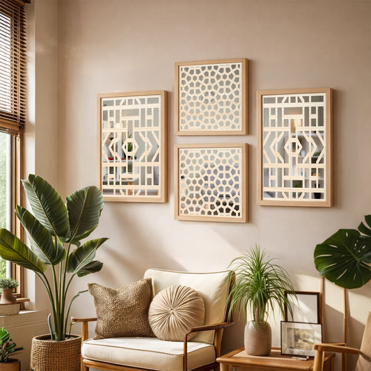 Luxury Geometric Wall Mirror Set of 4