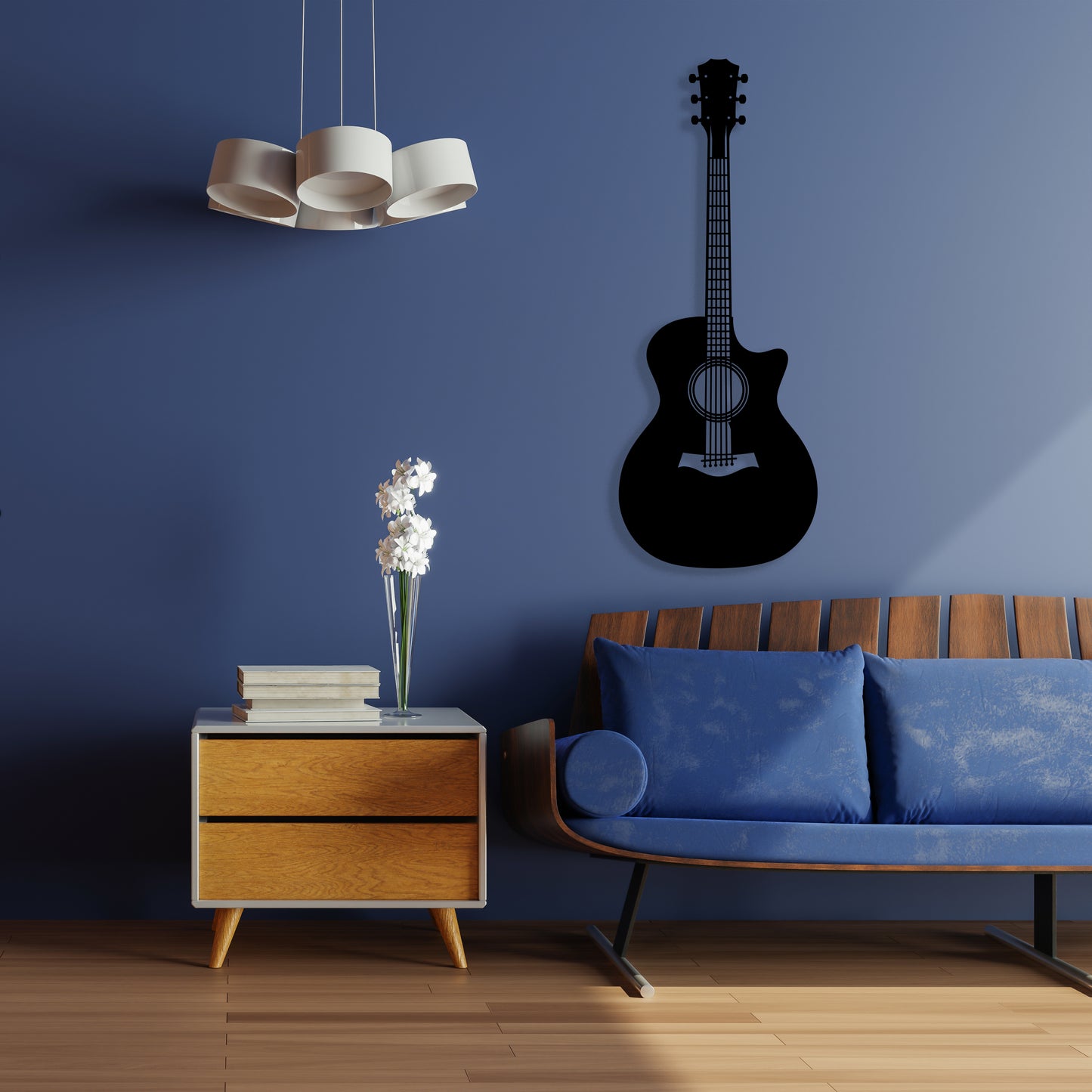 Acoustic Guitar Pinewood Wall Art