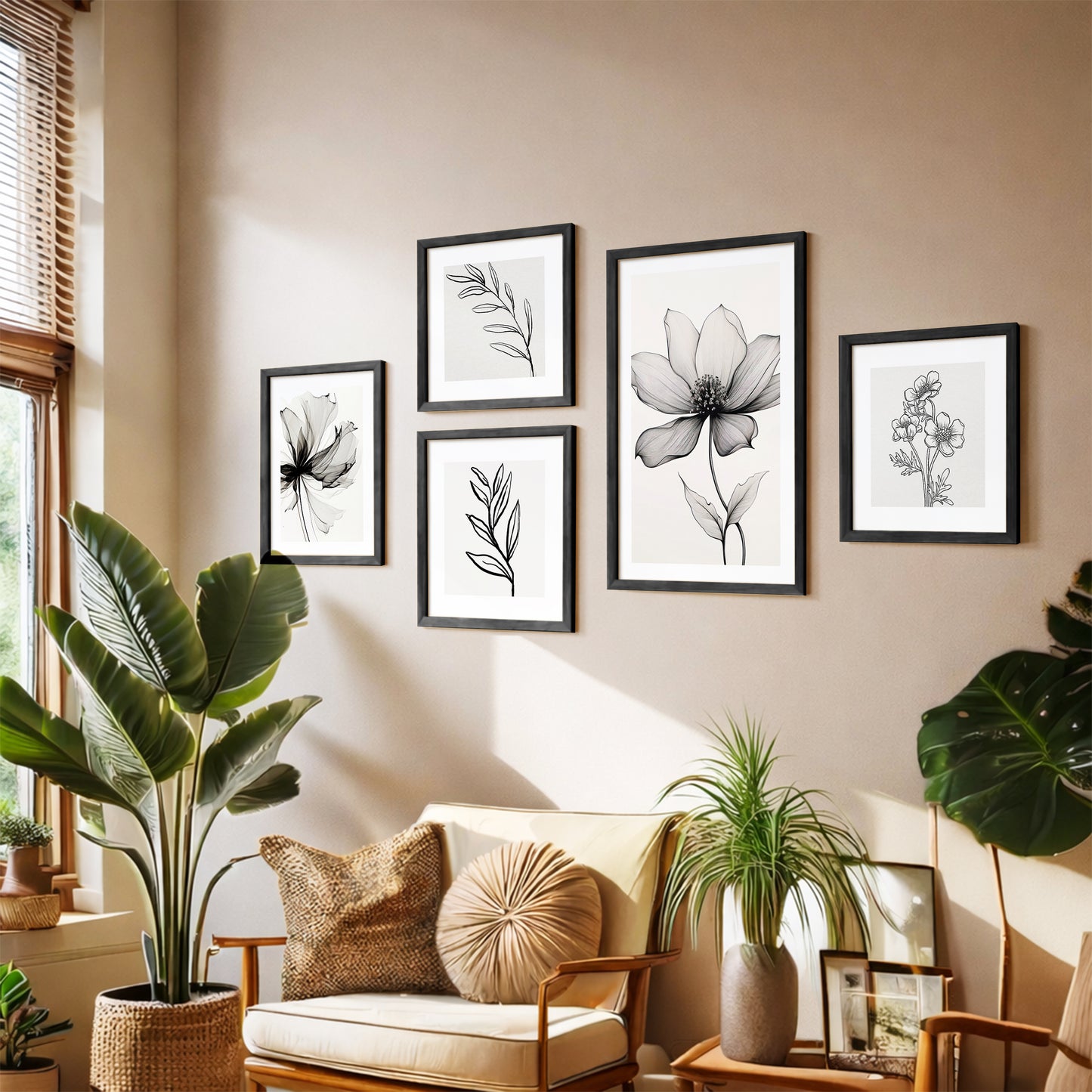 Elegant Floral Wall Set of 5