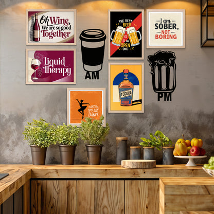 AM to PM Bar & Drink Wall Art Set
