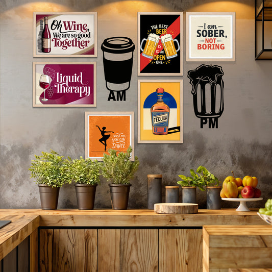 AM to PM Bar & Drink Wall Art Set