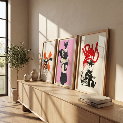 Banksy Inspired Street Art Wall Set of 3