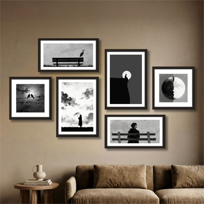 Black & White Minimal Wall Art Set of 6