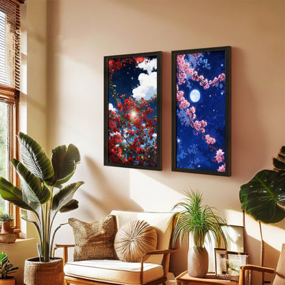Moonlit Sakura Blossom Wall Frame Set of 2