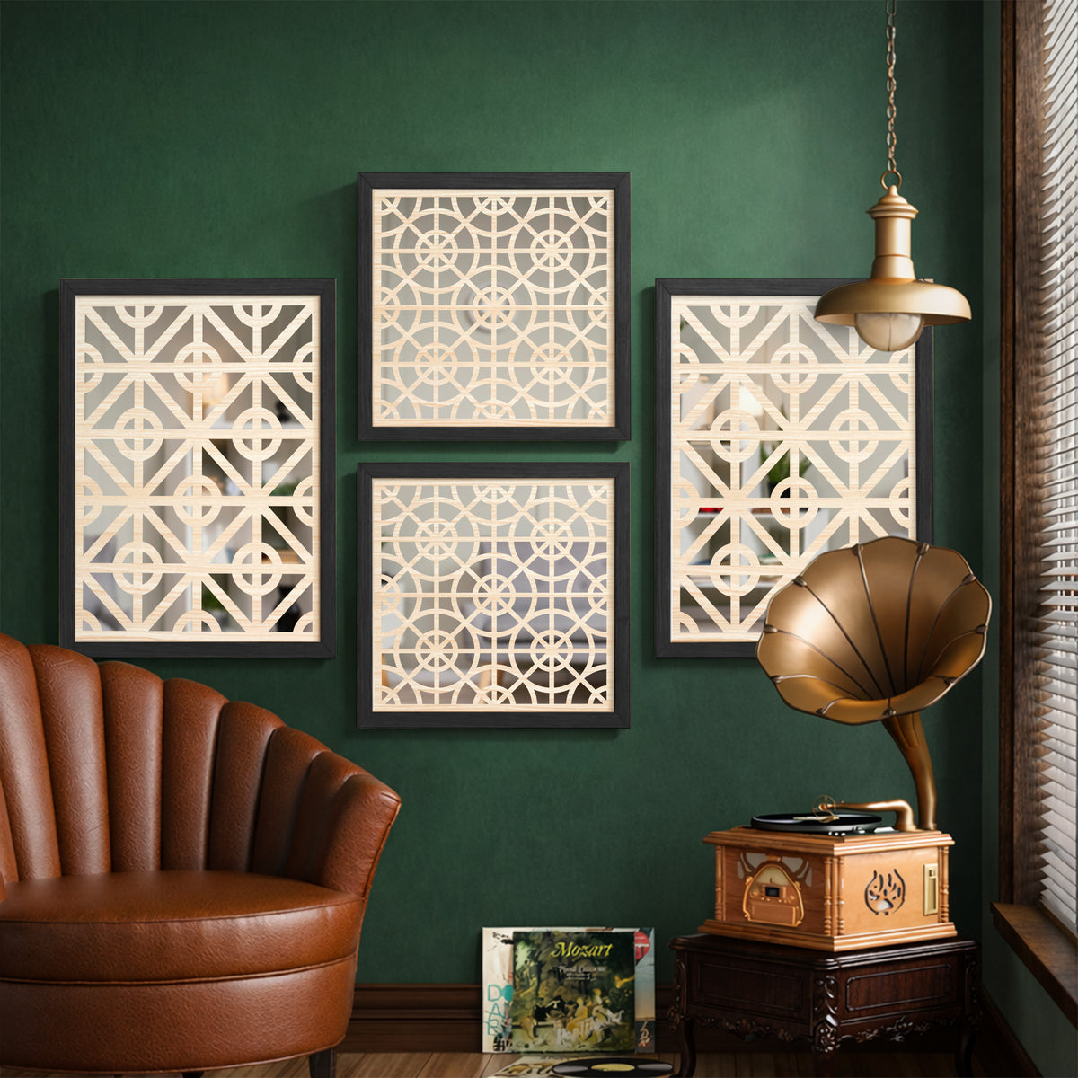 Ivory Geometric Mirror Art Set of 4