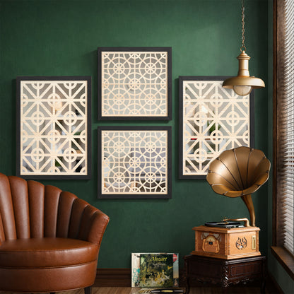 Ivory Geometric Mirror Art Set of 4