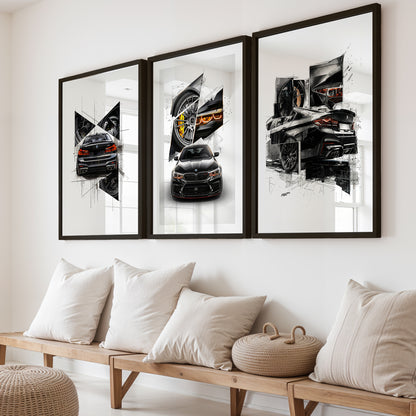 BMW Sketch Wall Frame Set of 3
