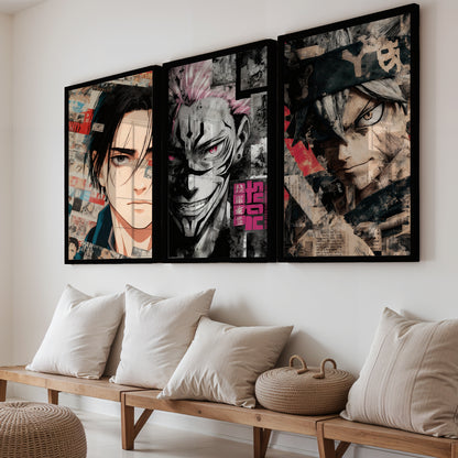 Anime Heroes Wall Art Set of 3