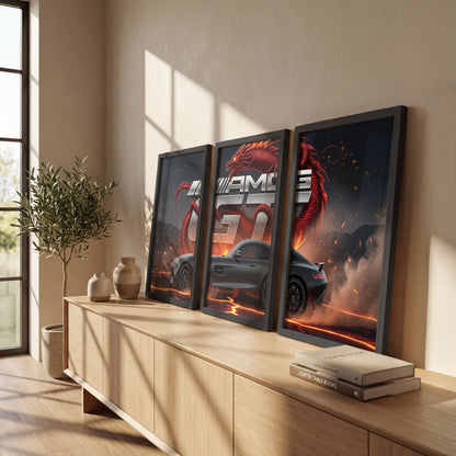 AMG GT Dragon Wall Frame Set of 3