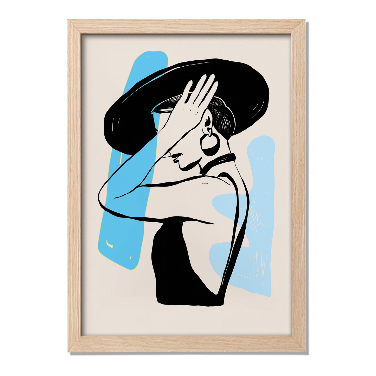 Abstract Lady in Hat Framed Wall Art Print