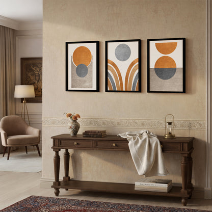 Modern Earth Tone Abstract Wall Frames Set of 3