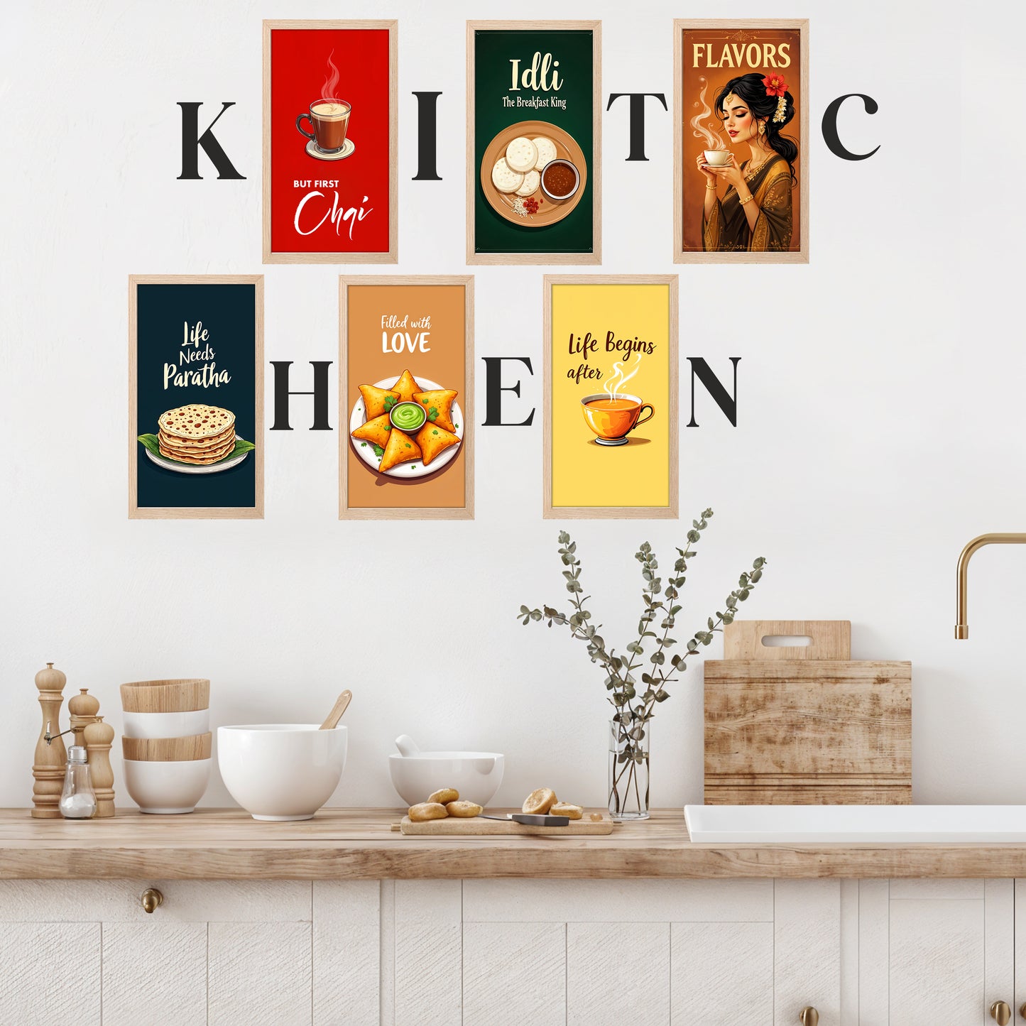 Indian Kitchen Food & Chai Wall Art Set