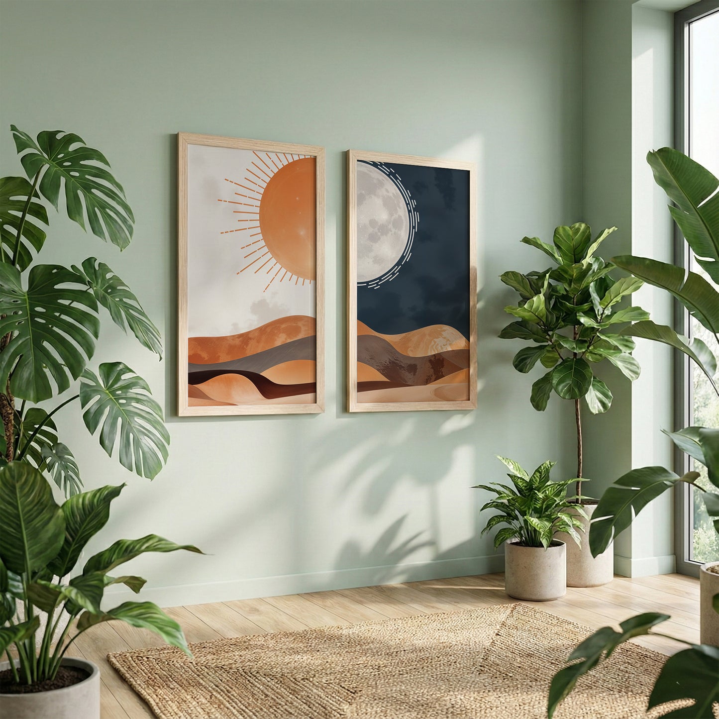 Sun & Moon Desert Wall Art Set of 2