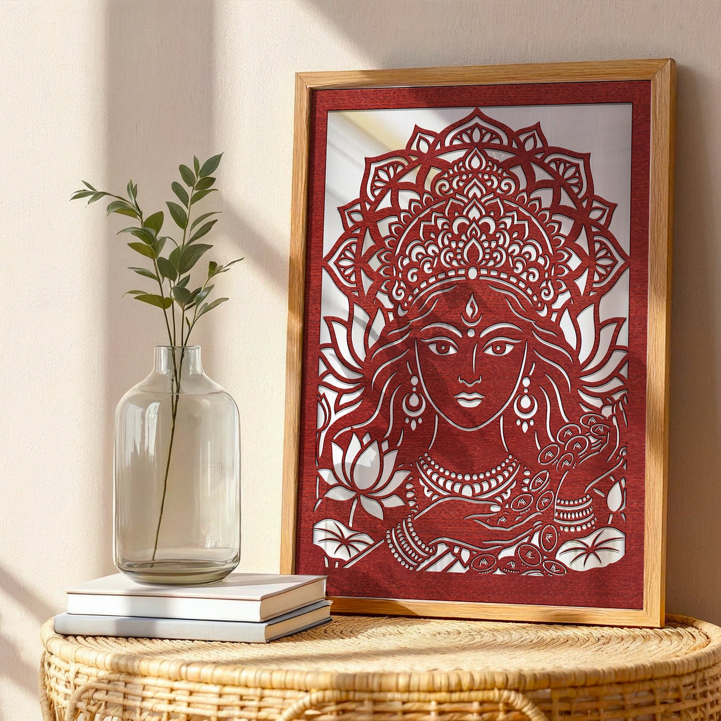 Lakshmi Pinewood Laser wall Art