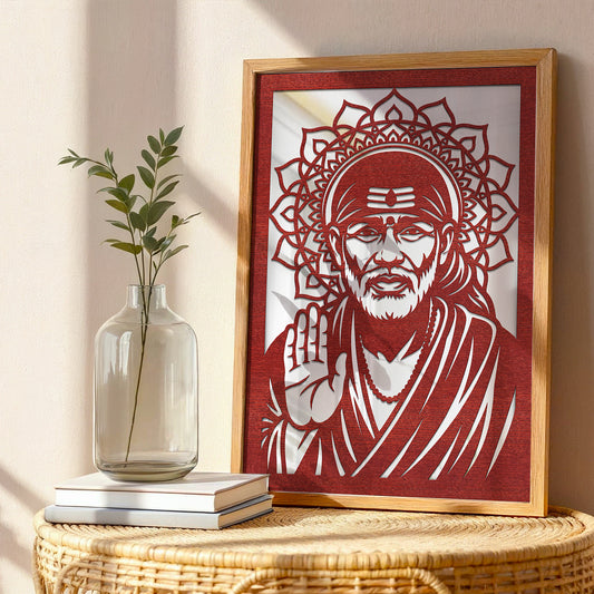 Sai Baba Pinewood Laser wall Art