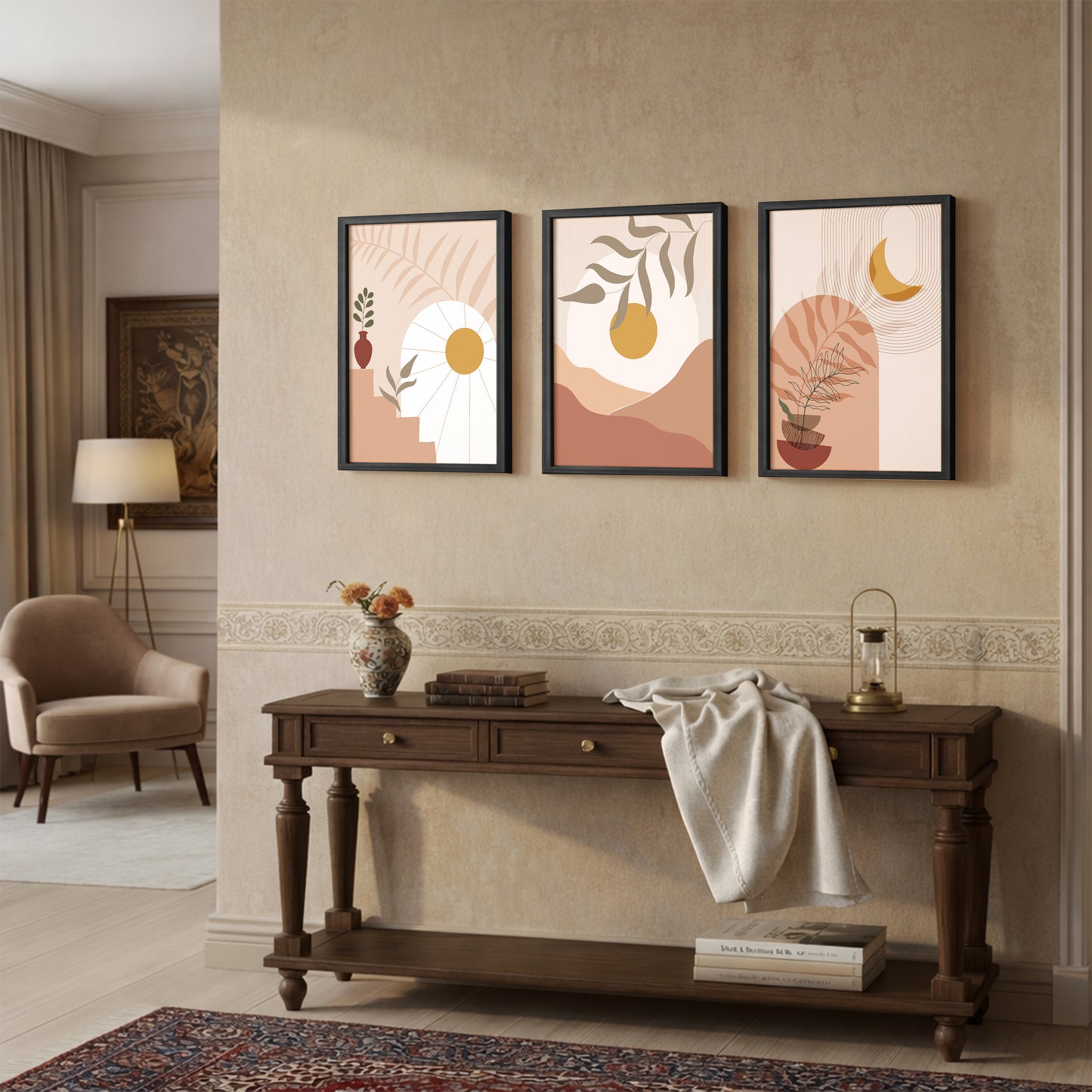 Modern Neutral Landscape Wall Frames Set of 3