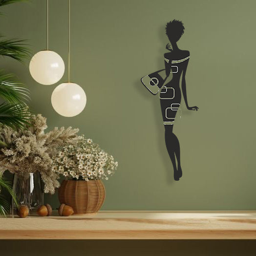 Elegant Woman Pinewood Wall Art