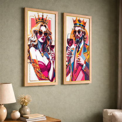 Royal Wine Couple Wall Frame Set Set of 2