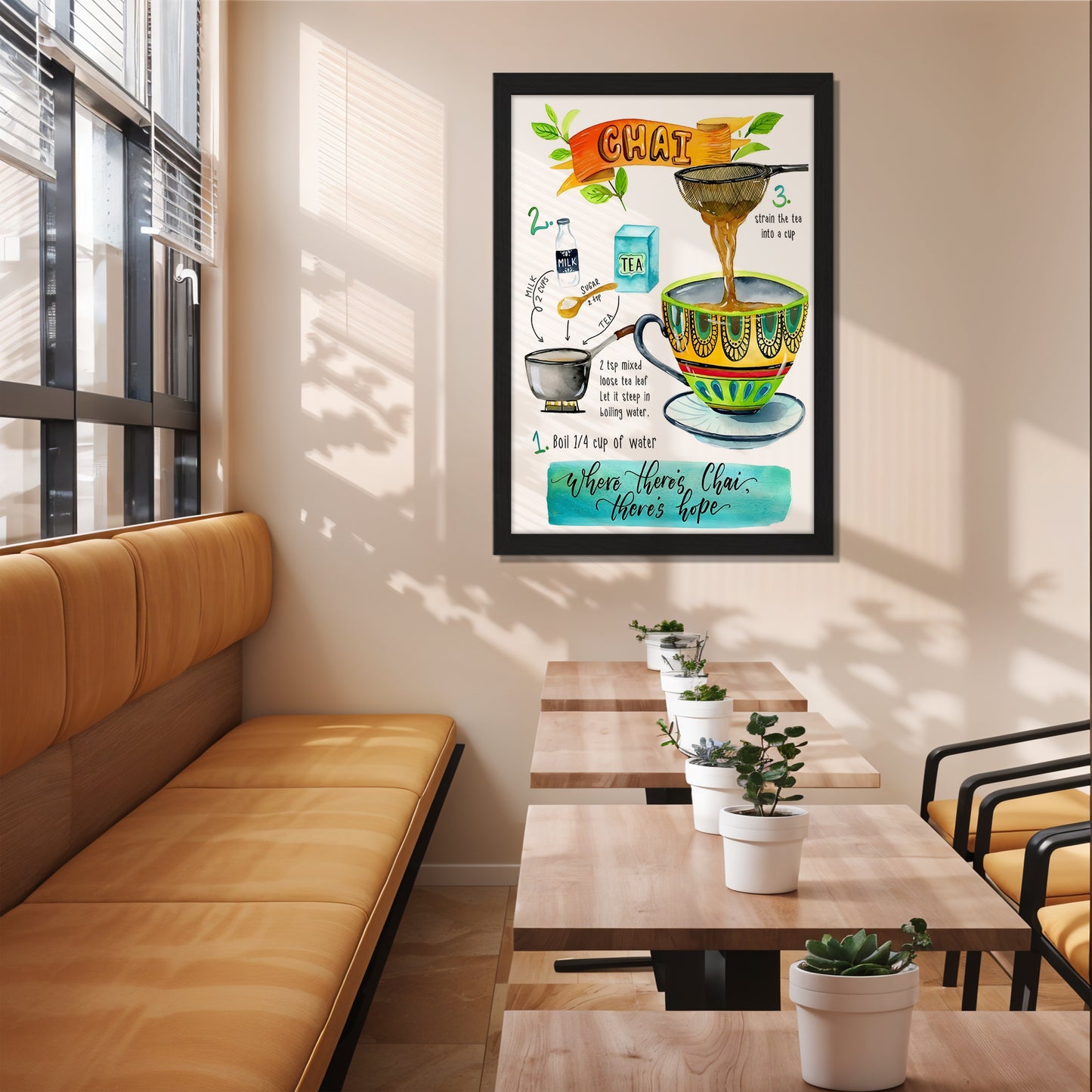 Chai Recipe Kitchen Wall Frame Set of 1