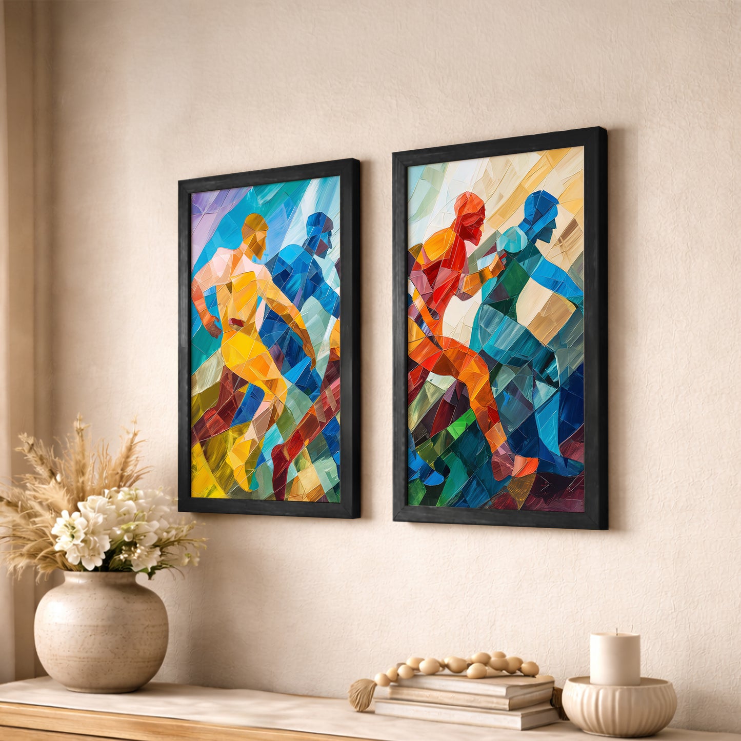 Dynamic Runner Art Poster Set of 2
