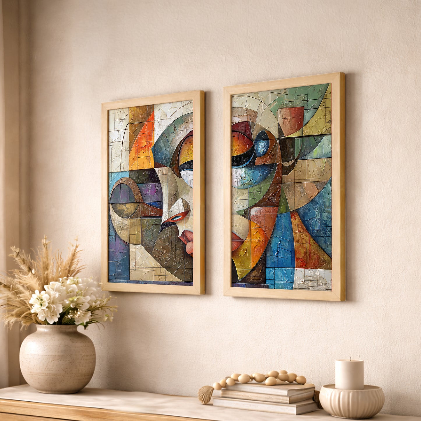 Abstract Cubist Faces Wall Art Set