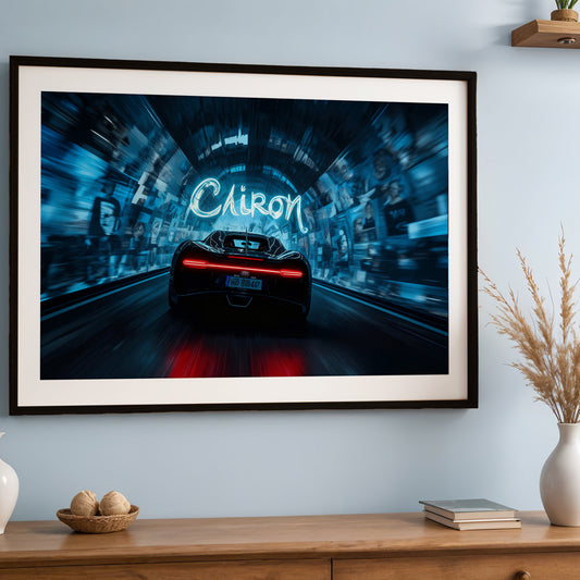 Chiron Hypercar Neon Drive Wall Art