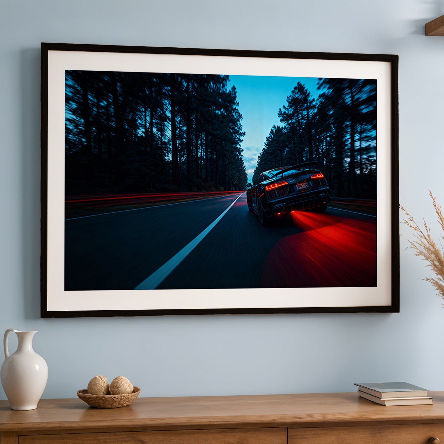 Audi R8 Midnight Forest Drive Wall Frame