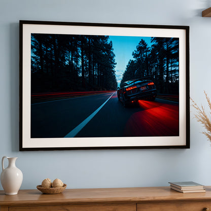 Audi R8 Midnight Forest Drive Wall Frame