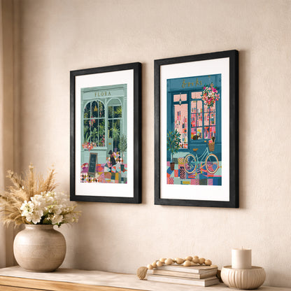 Vintage Café & Bookstore Wall Frame Set of 2