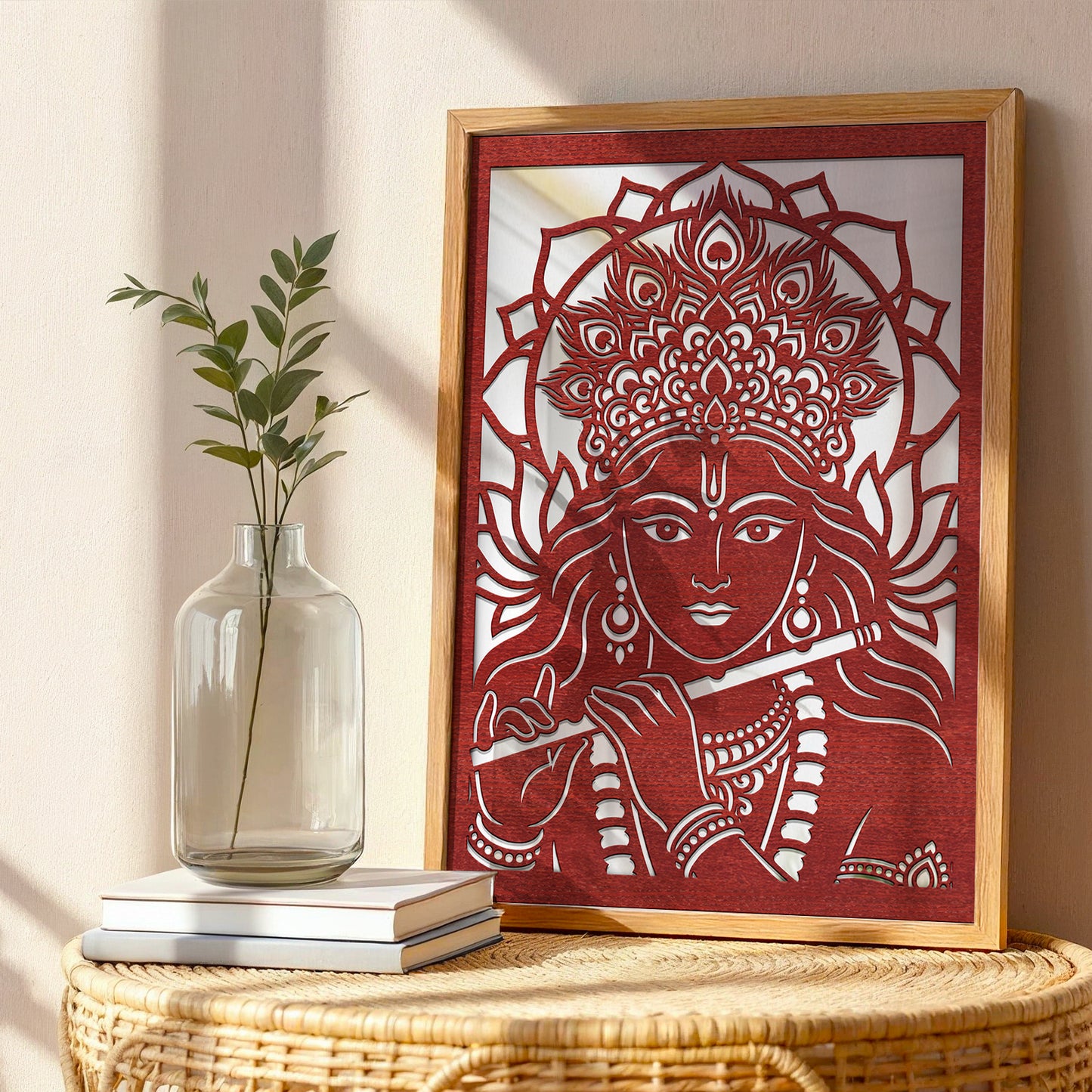 Krishna Pinewood Laser wall Art