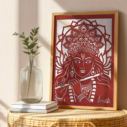 Krishna Pinewood Laser wall Art