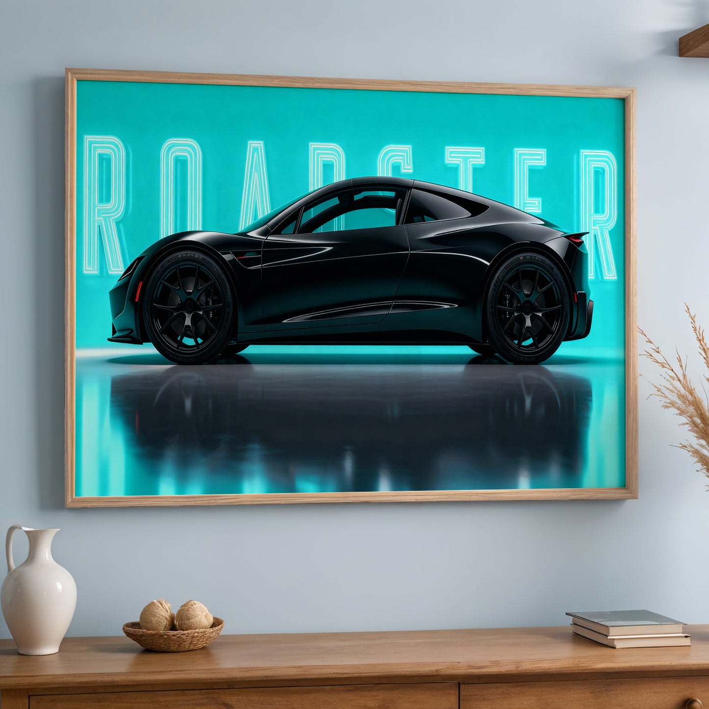 Tesla Roadster Neon Edition Wall Frame