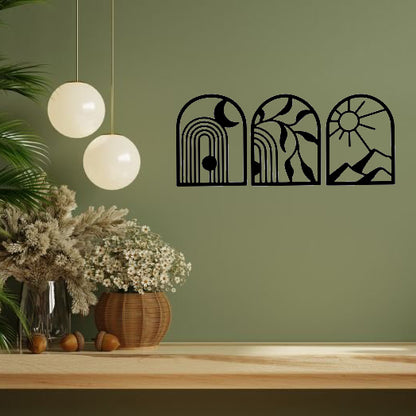 Abstract Arches Pinewood Wall Art