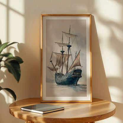Vintage Sailing Ship Framed Wall Art Print