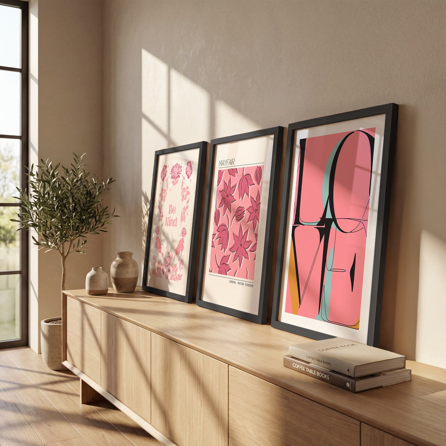 Pink Chic Wall Art Frames Set of 3