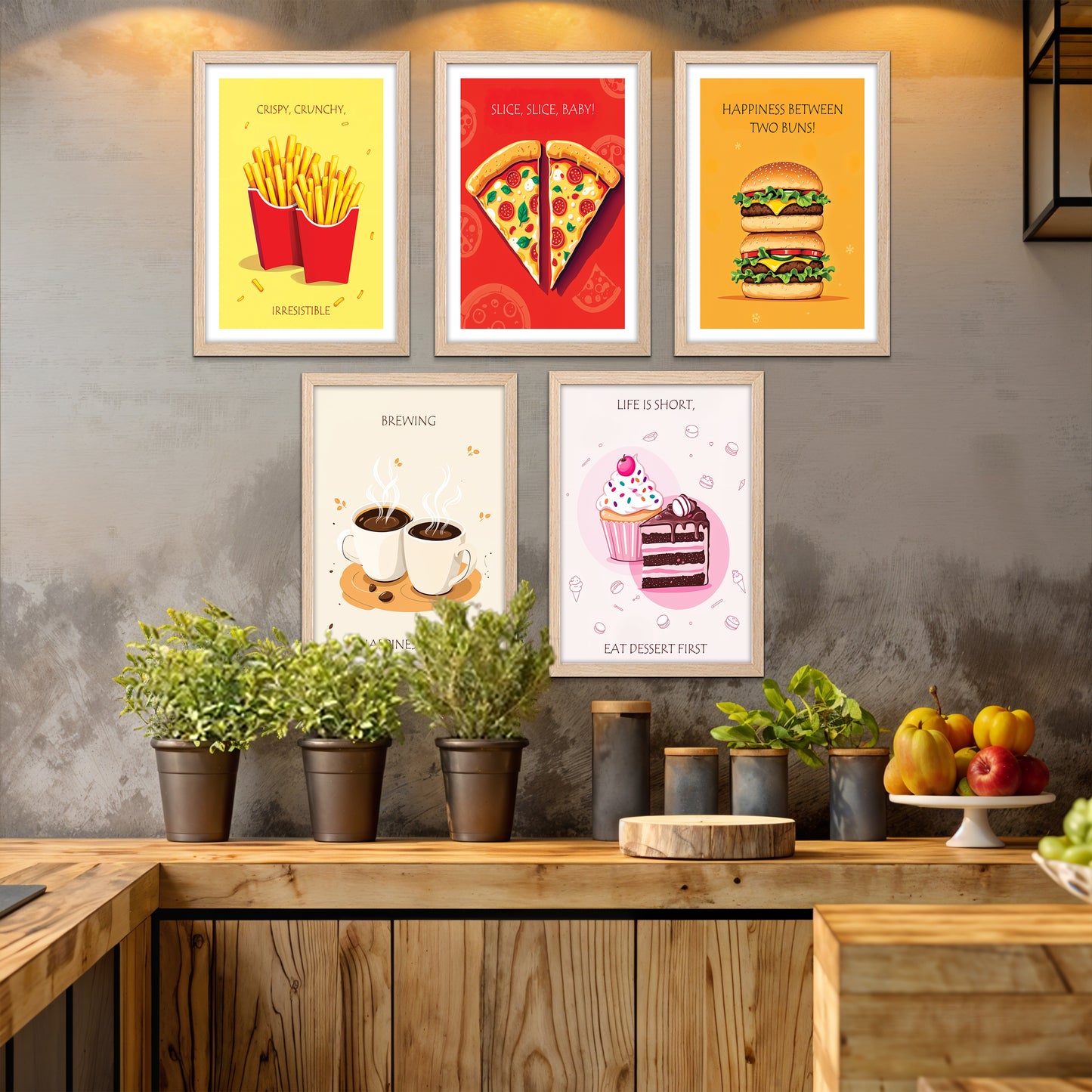 Foodie Kitchen Wall Art Set of 5