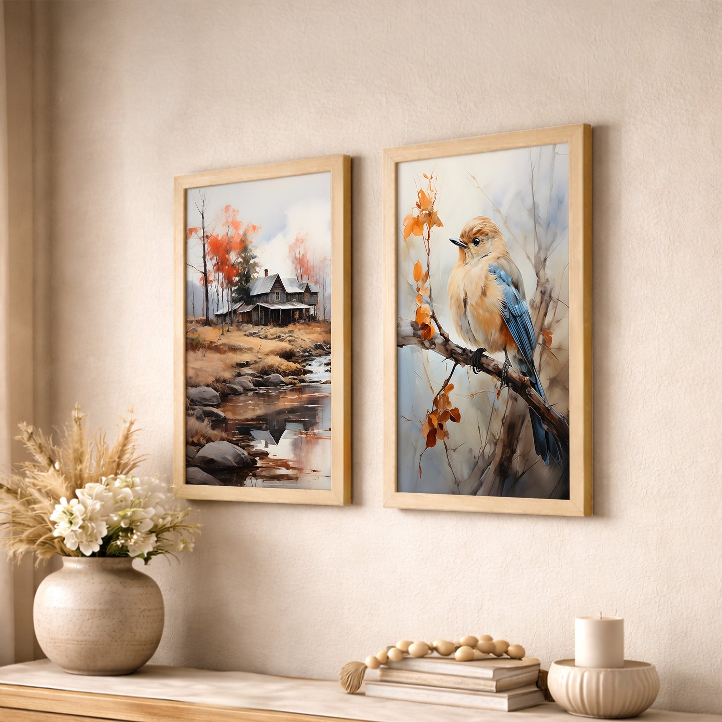 Countryside Bird Art Print Set of 2