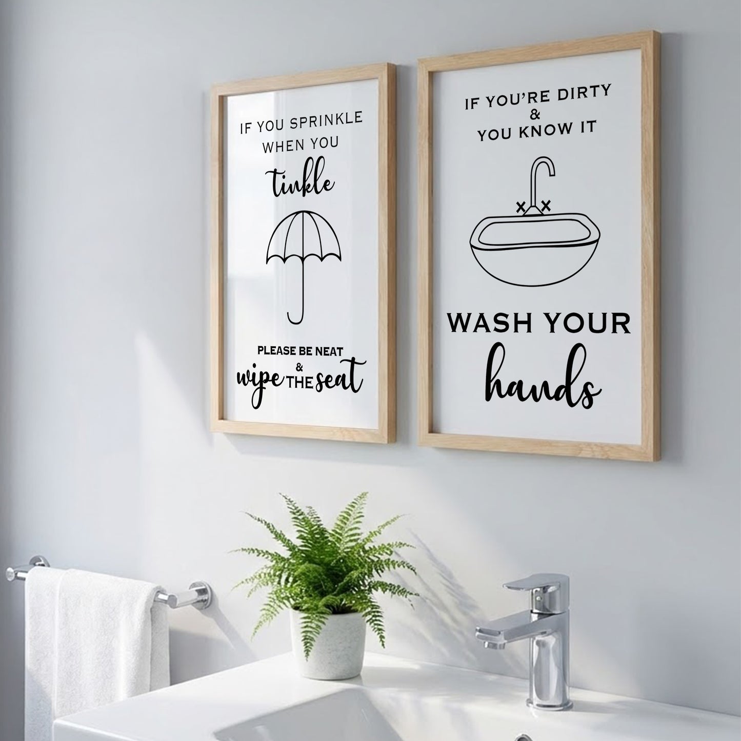 Wash Your Hands Wall Art Set of 2