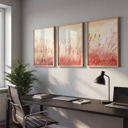 Blush Wildflower Botanical Wall Frames Set of 3