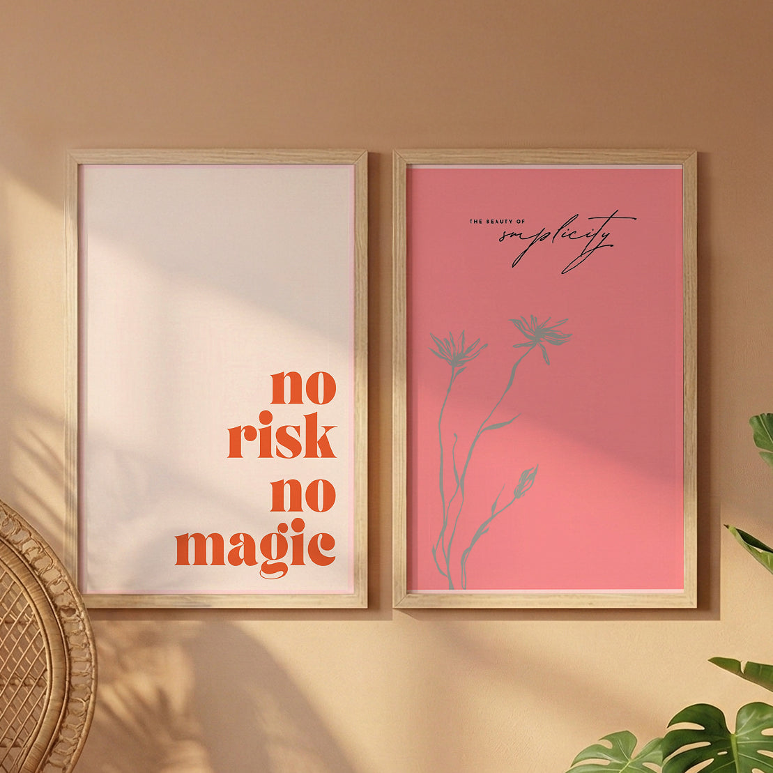No Risk No Magic Inspirational Wall Art Set of 2
