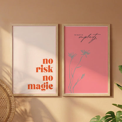 No Risk No Magic Inspirational Wall Art Set of 2