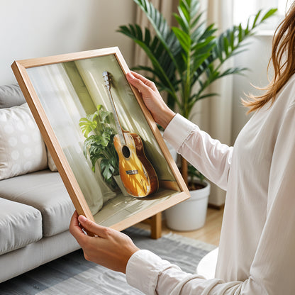 Acoustic Guitar & Greenery Framed Wall Art