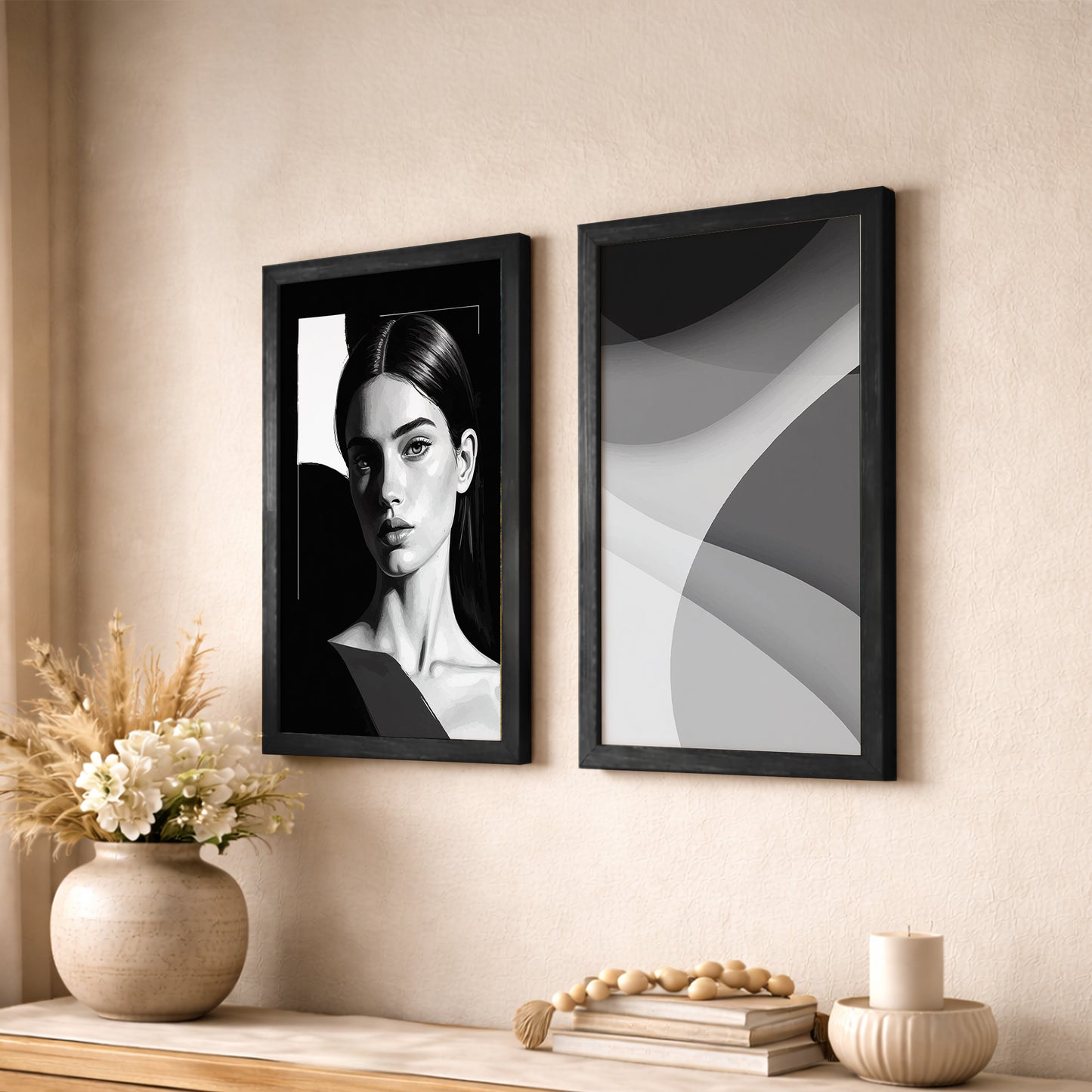 Modern Abstract & Portrait Wall Frame Set of 2