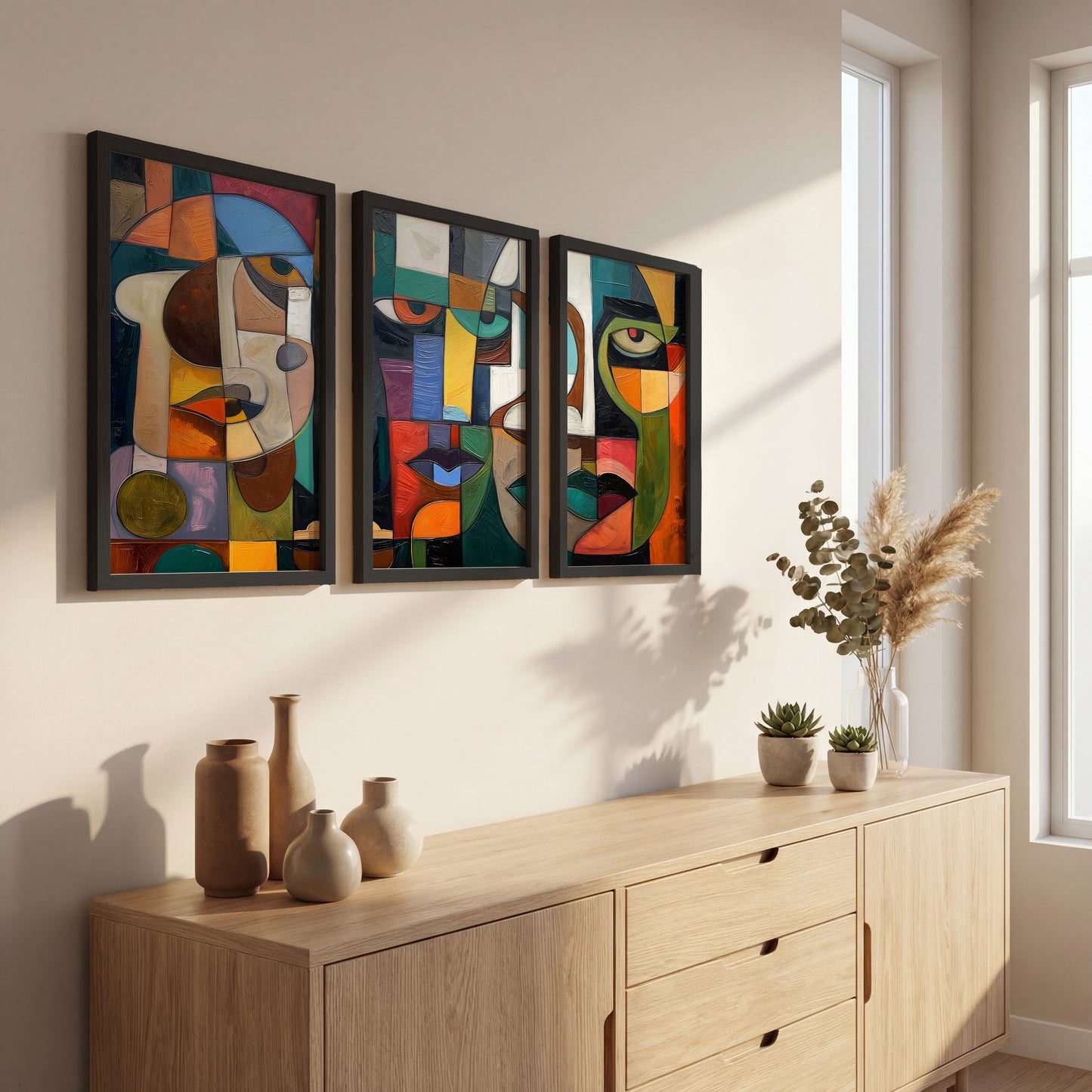 Cubist Face Wall Art Set of 3