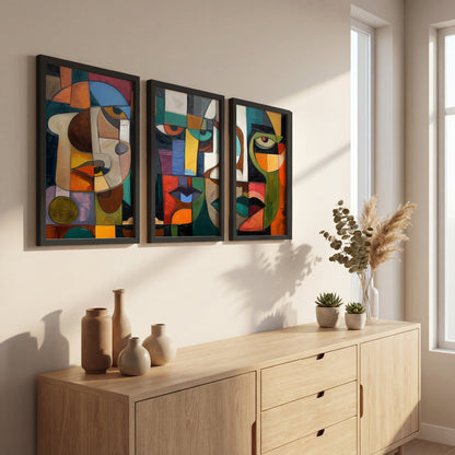 Cubist Face Wall Art Set of 3