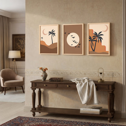 Minimal Desert Moon Wall Frame Set of 3